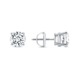 1 Ctw F VVS Round Lab Created Grown Diamond Earrings 14K White Gold w/Screw Back